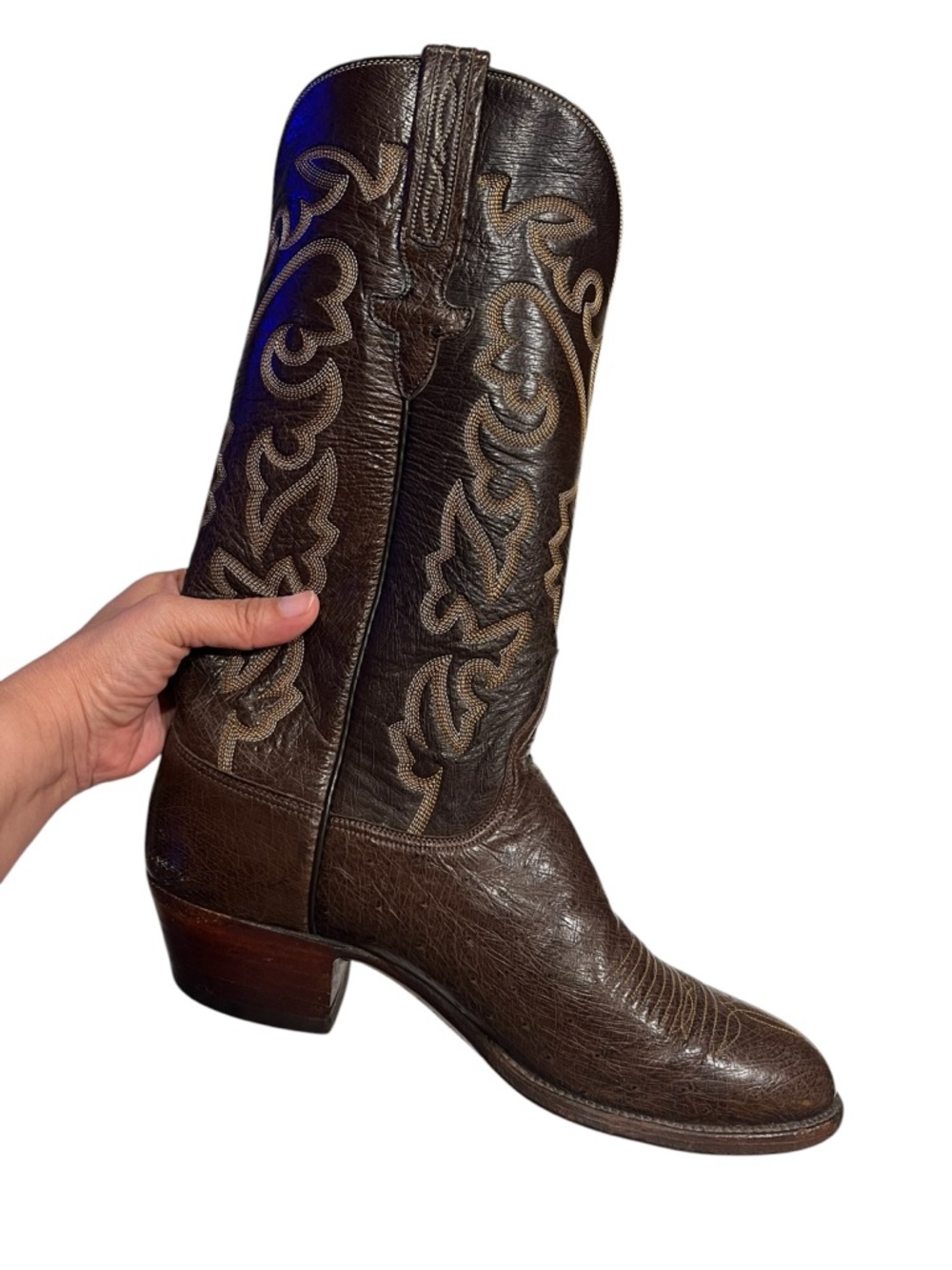 Lucchese smooth ostrich skin boots 8.5 E - Picture 3 of 11